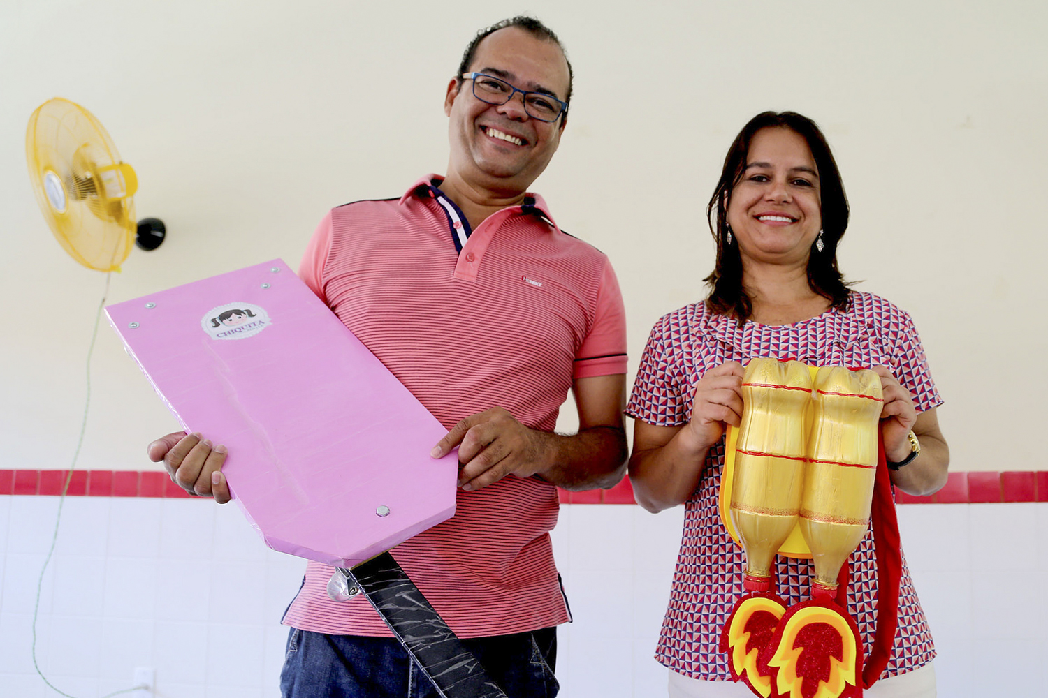 Professores Augusto César e Iracema Aragão lideraram a ação de empreendedorismo social. (fotos: Schirlene Reis/Ascom UFS)