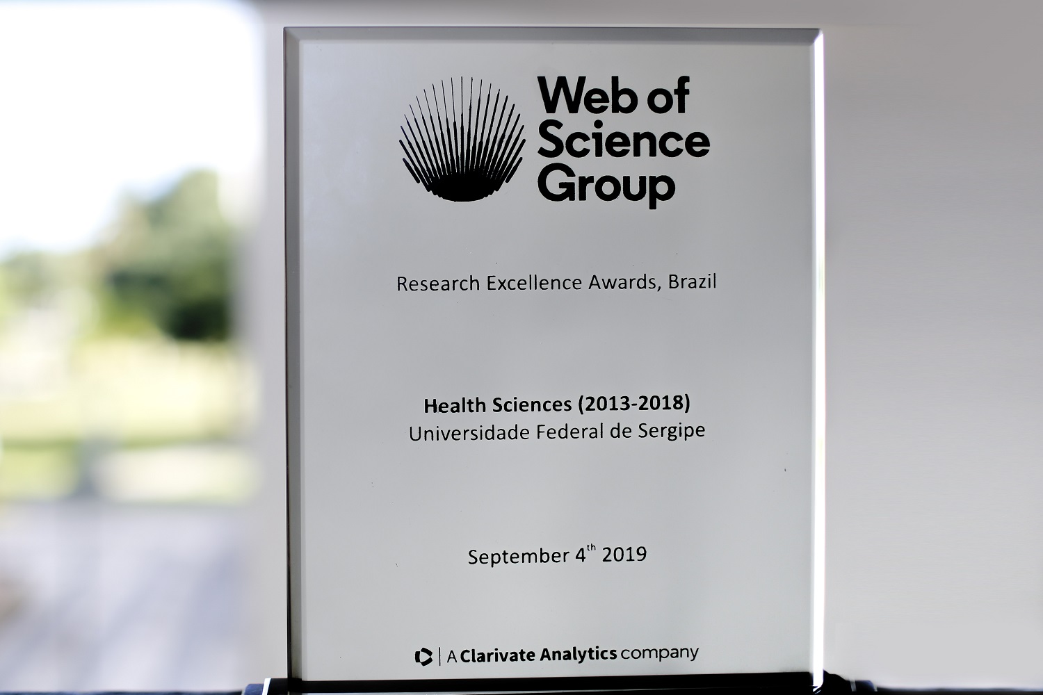 Prêmio foi entregue no evento Research Excellence Awards Brazil, promovido pela Clarivate Analytics, em Brasília. (foto: Adilson Andrade/Ascom UFS)