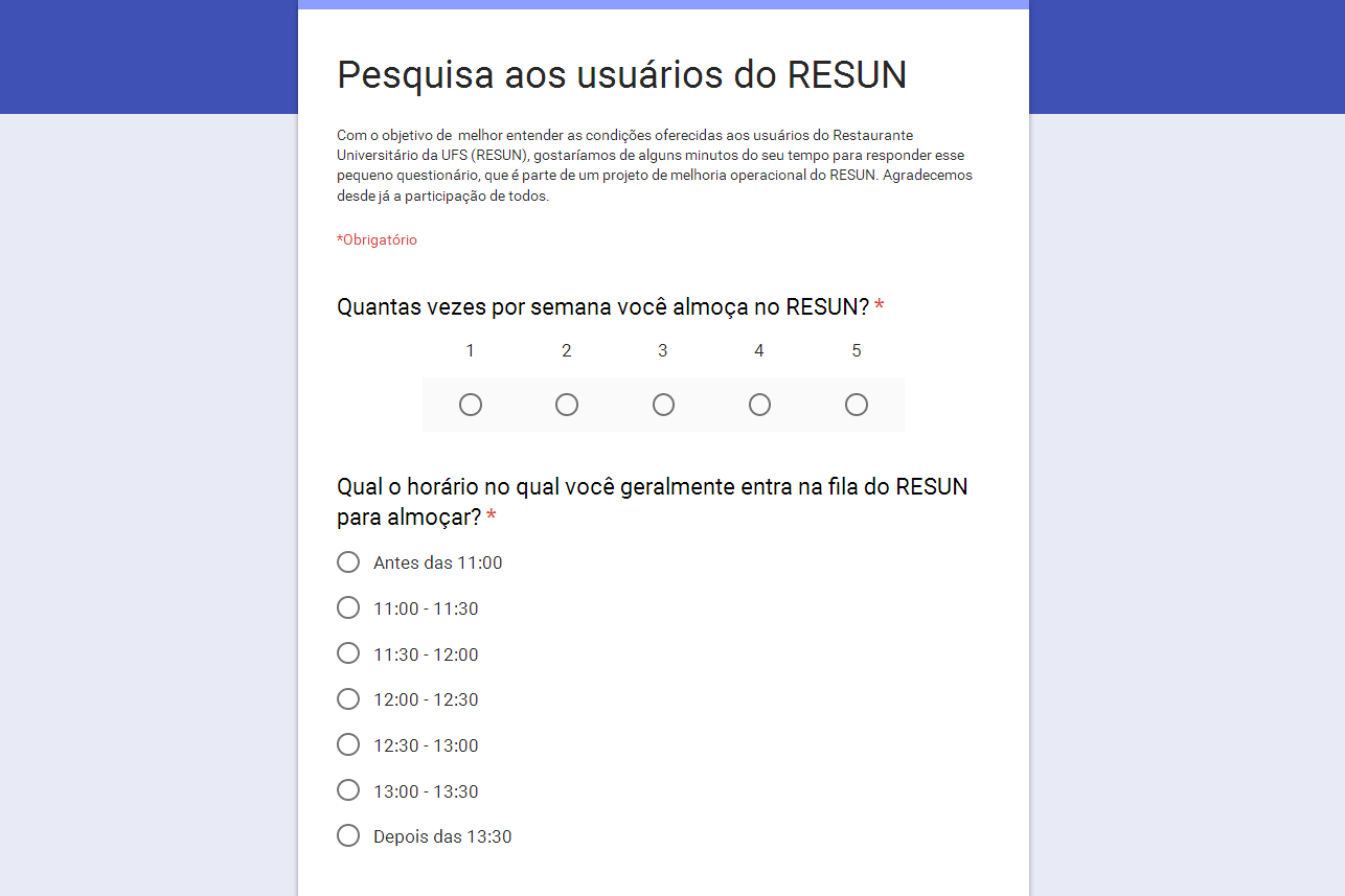 Pesquisa faz parte das iniciativas tomadas pela UFS para melhorar os serviços no restaurante e responde a uma demanda do DCE.