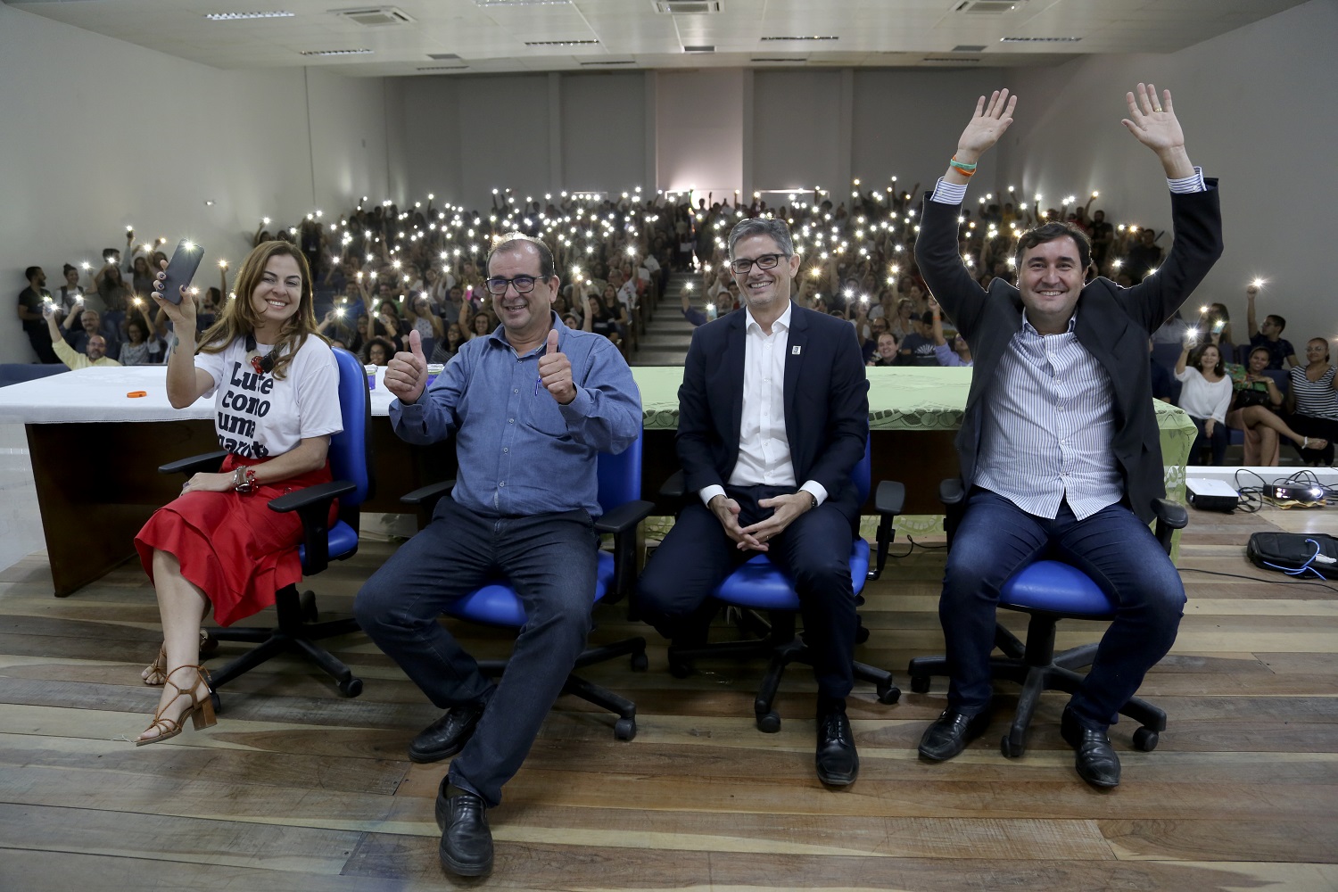 Participaram da premiação Patrícia Rosalba, diretora-geral do Delib, Angelo Antoniolli, reitor da UFS, Lucindo Quintas, pró-reitor de Pós-Graduação e Brenno Barreto, presidente do SergipeTec (Fotos: Schirlene Reis/Ascom UFS)
