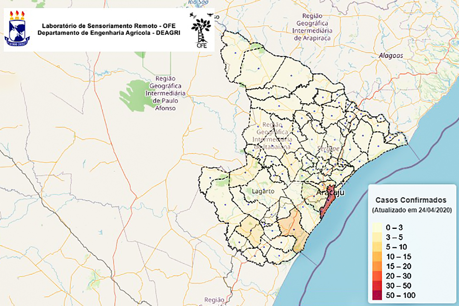 Mapa é feito com a ferramenta de software livre RStudio. (foto: Reprodução)