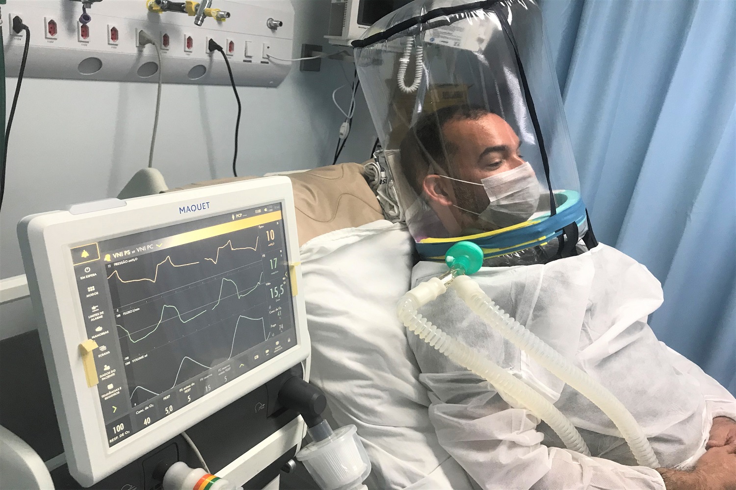 Capacete se apresenta  como uma alternativa no tratamento da insuficiência respiratória aguda (foto: Géssica Uruga)