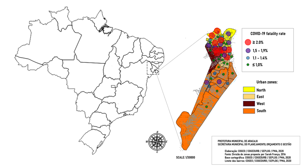 Mapeamento da taxa de letalidade da covid-19 por bairro da capital sergipana