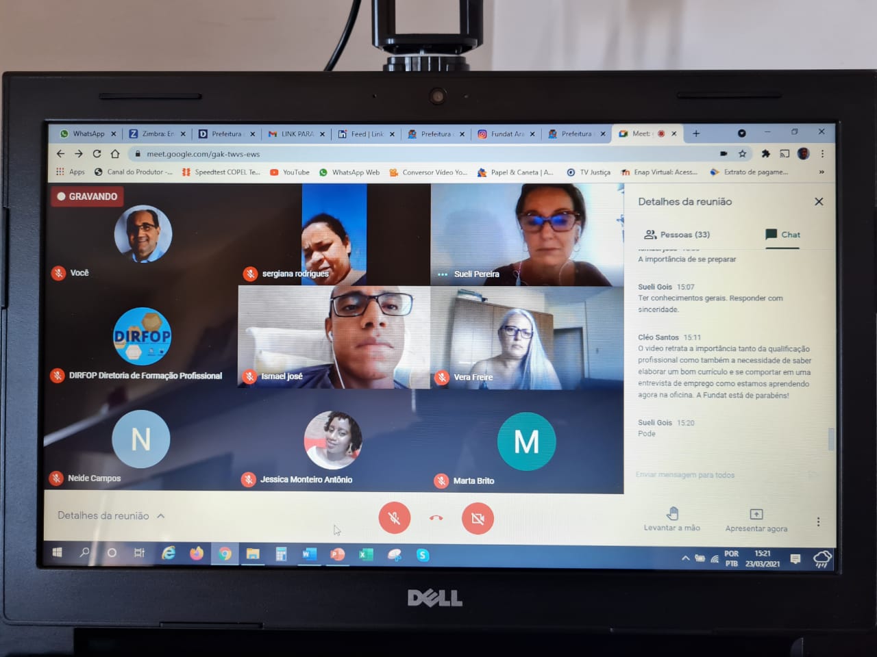Atividades realizadas remotamente durante o período de isolamento social