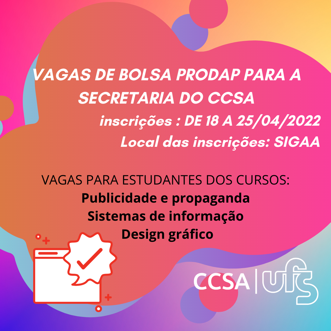 Prodap Portal UFS - Vagas PRODAP para o CCSA