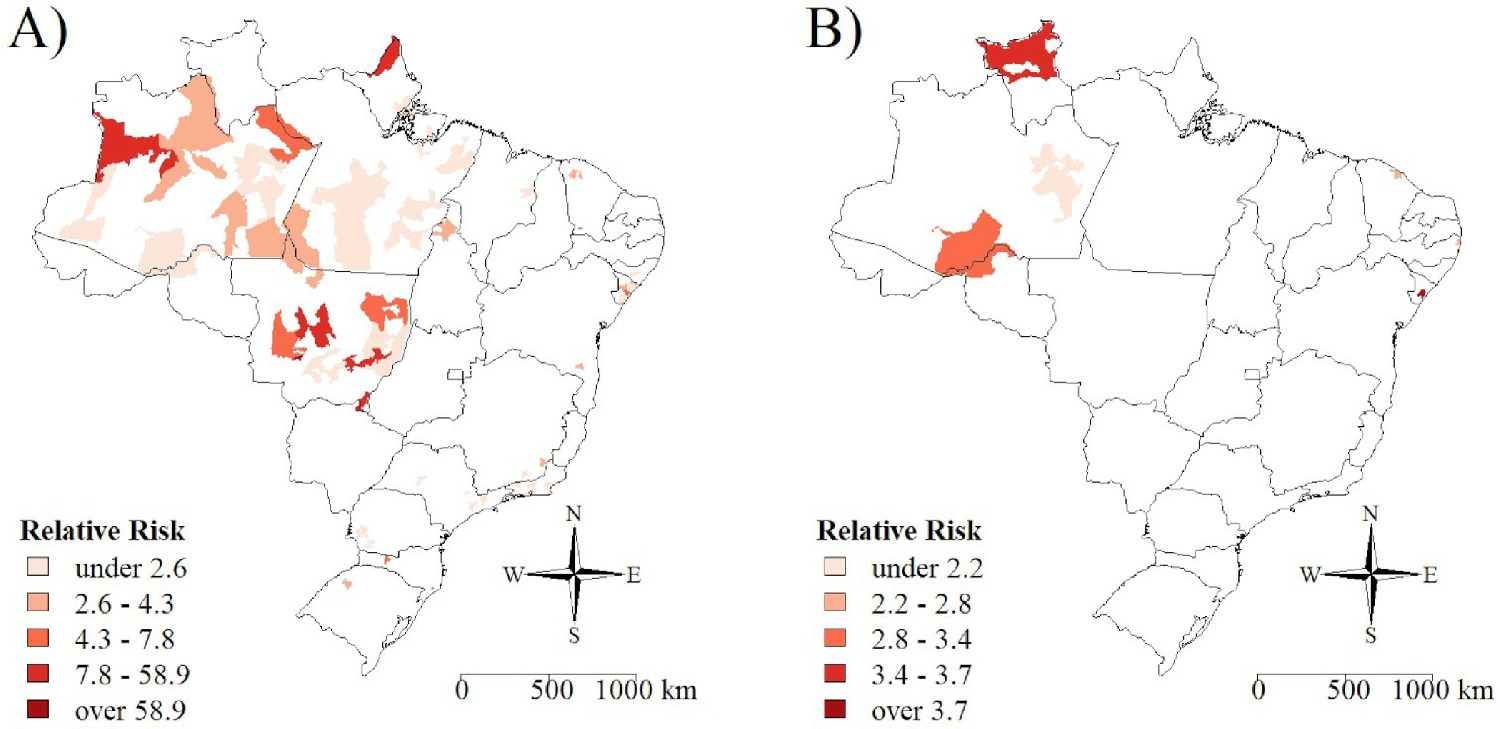 Distribuição espacial de A) casos e B) óbitos por covid-19 na população pediátrica. Foto: Reprodução/The Lancet