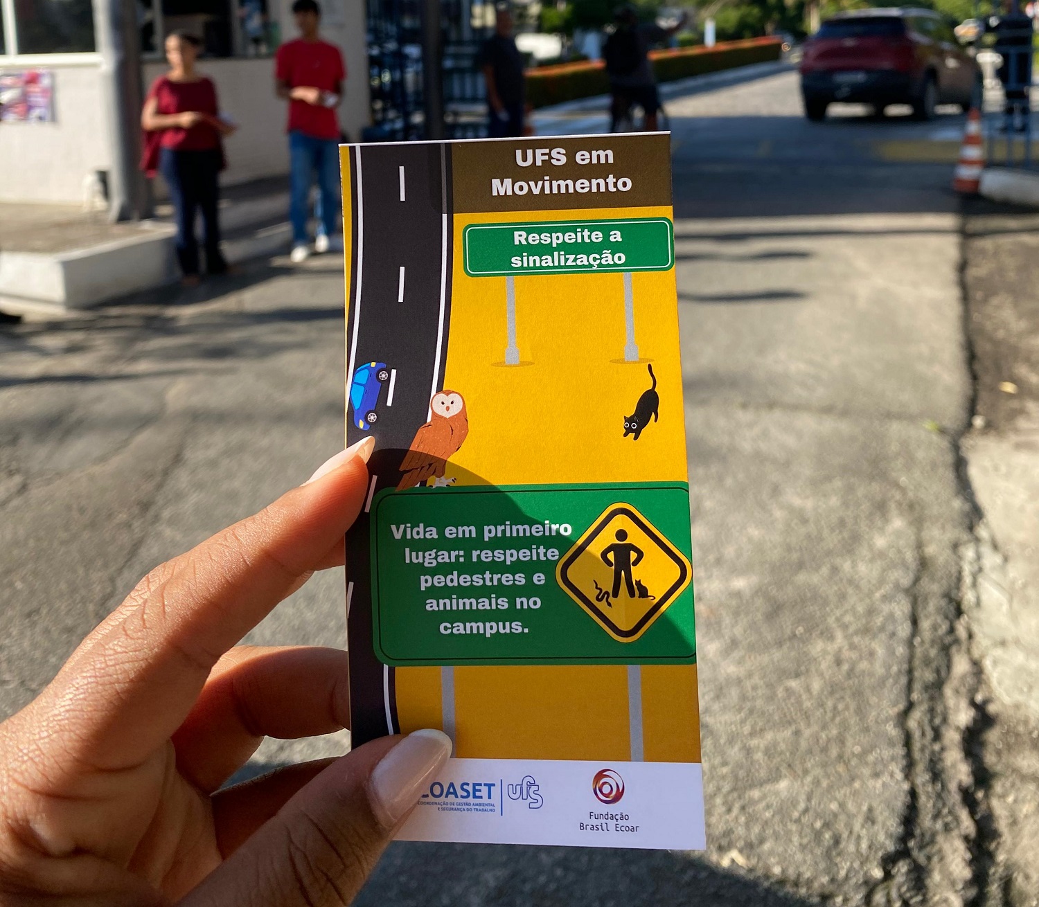 Campanha alertou motoristas e ciclistas sobre velocidade de veículos dentro do campus (Foto: Arquivo pessoal)