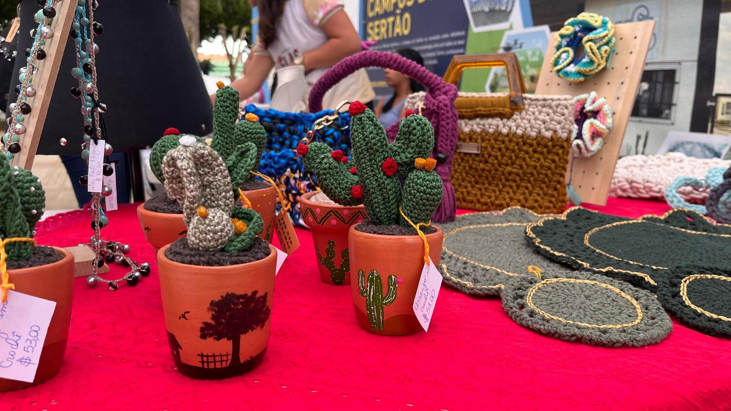 Itens de crochê confeccionados por empreendedoras (Foto: Arquivo UFS/Campus Sertão)